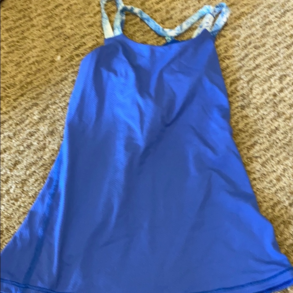 A blue tank top